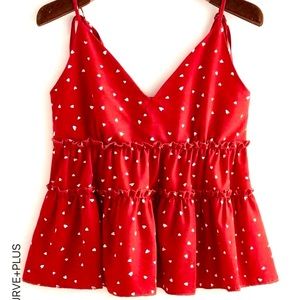 Plus Confetti Heart Print Frill Cami Top 2XL 2X